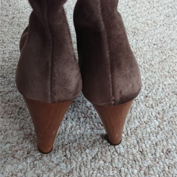 Joie brown knee high leather pull on boots wood block heel size 36.5 - Picture 5 of 13